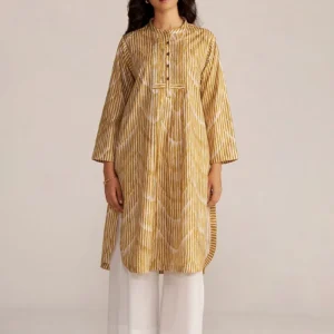 Women Mustard Yellow Printed Cotton Kurta